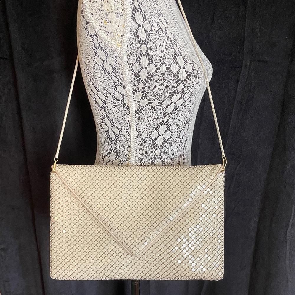 Vintage Lyrella Cream Clutch with Gold Accents